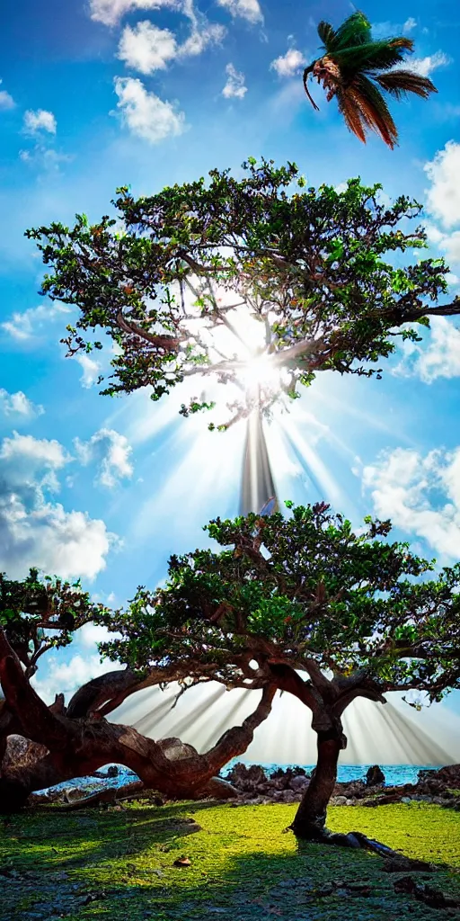 Image similar to Aruba iconic Divi tree beautiful sun rays award winning photo