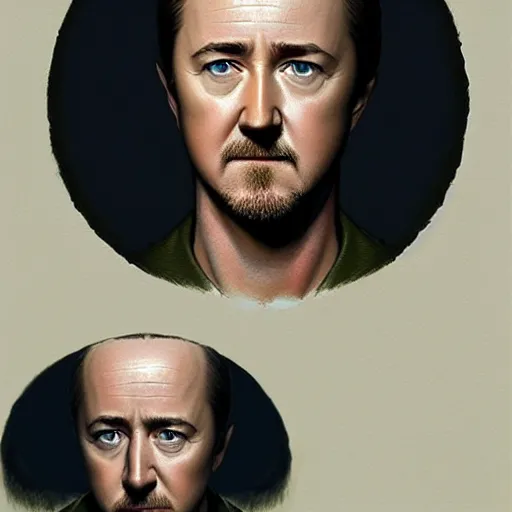 Prompt: edward norton's face as an egg with beautiful eggshell texture, smooth, sharp focus, comical, highly detailed, dramatic lighting, concept art by caravaggio and greg rutkowski and artgerm