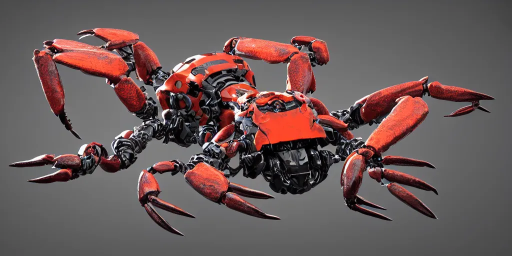Image similar to photo of industrial design Crab biomorph Dvg TrArtifficial Smart Turbo bionicle organism biomimmicry exoskeleton hydraulics trending on behance visualisation industrial design object robot headcrab vrat unreal engine Space design concept 3D unreal engine
