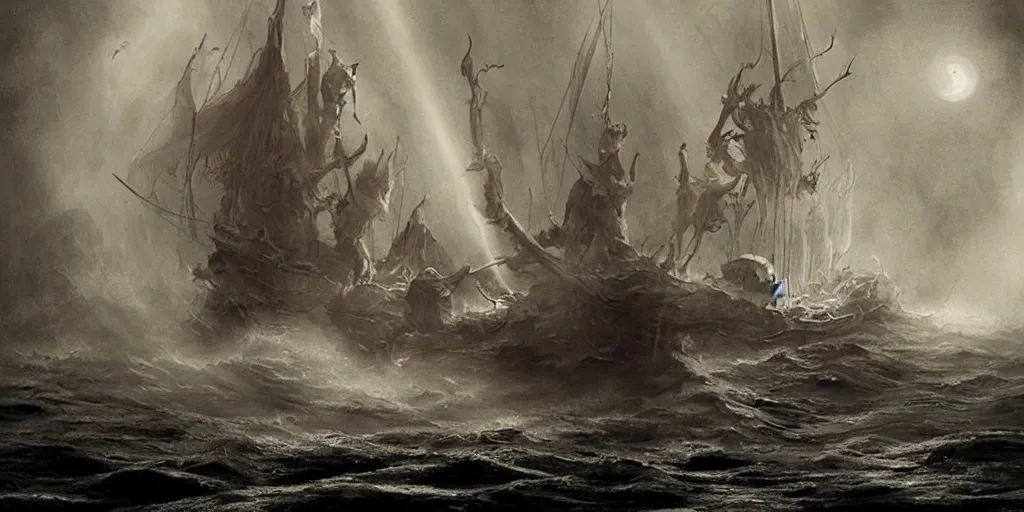 Prompt: Blood is our fountain of faith. In darkness we dwell, shadows with tales to tell. We sail with Charon until the shores of Acheron by Kristian Wahlin