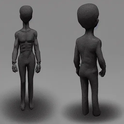 Image similar to small figurine of a standing man, eerie, dark color scheme, artstation, cgsociety