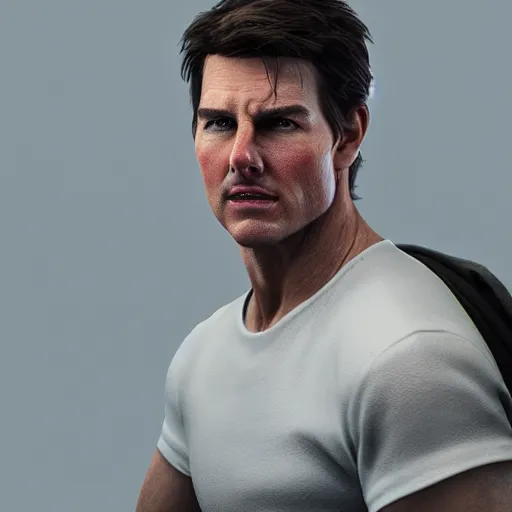 Image similar to a portrait of tom cruise, octane render, nvidia raytracing demo, detailed, 8 k, masterpiece