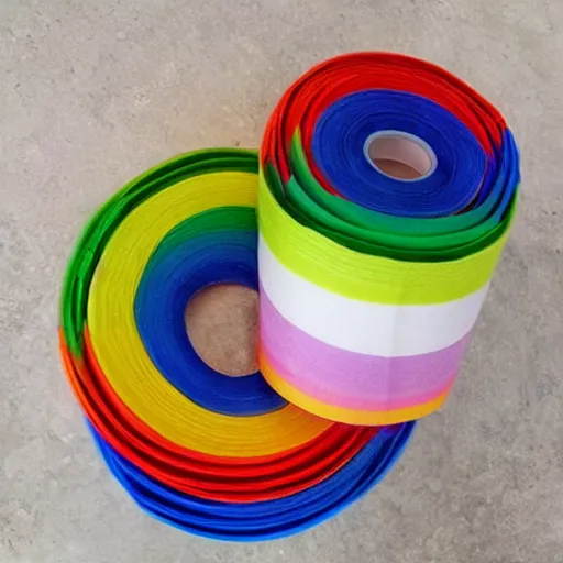 Image similar to “ rainbow toilet paper, detailed, product photo. ”