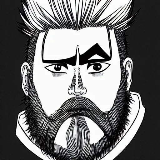 Image similar to a man with a beard, drawn by Masashi Kishimoto