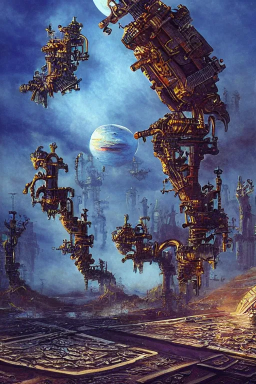 Prompt: pipe organ album art, hyper realistic, fantasy art, in the style of chris foss and alan lee, intricate, hyper detailed, smooth