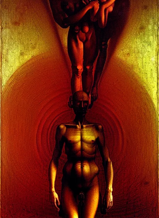 Image similar to machine to become god detailed painting by caravaggio and johann baptist zimmermann and zdzisław beksinski