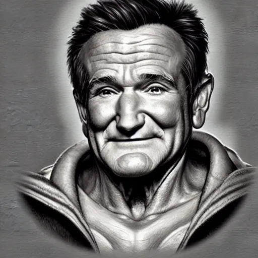 Prompt: pencil illustration of Robin Williams as popeye trending on art station artgerm Greg rutkowski cinematic