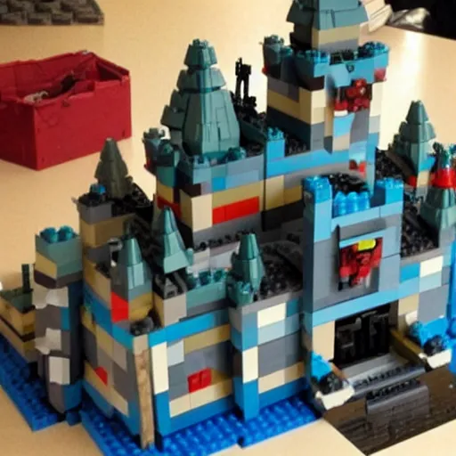 Prompt: castle greyskull made out of legos