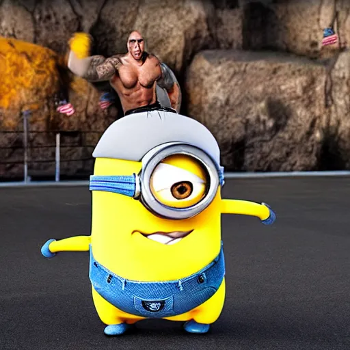 The Rock Dressed As A Minion Photorealistic Hd Stable Diffusion