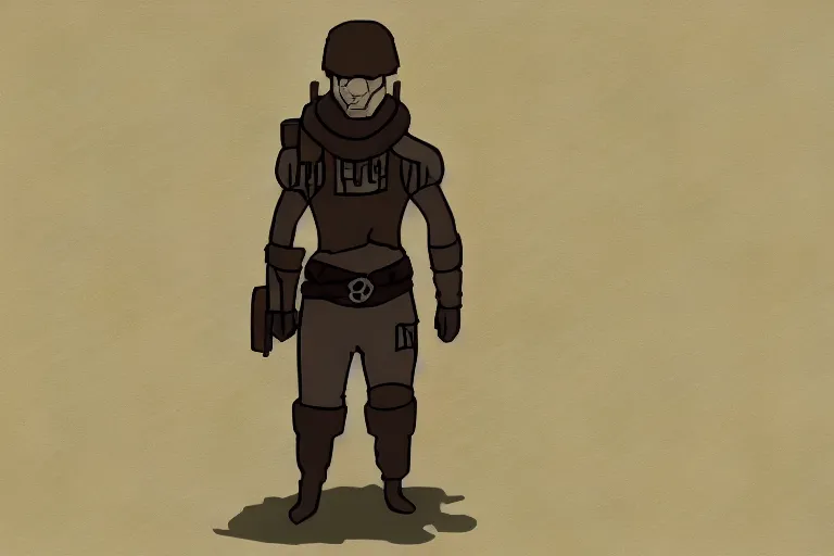 Image similar to Rimworld Character Pawn Concept art youtube thumbnail clean Minimalist