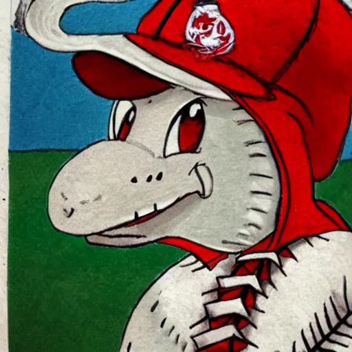 Image similar to A dragon wearing a baseball hat