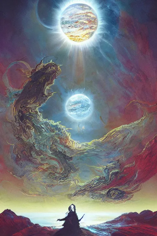 Image similar to the book of the new sun cover art by gene wolfe