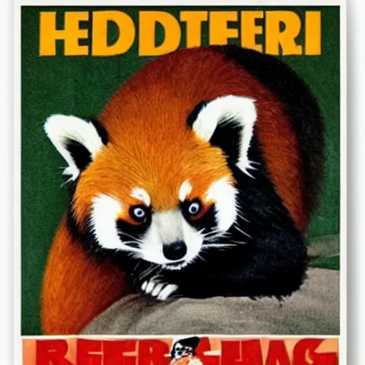 Image similar to hitler hugging a red panda, propaganda poster