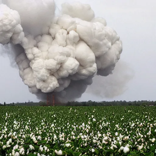Prompt: a huge exploding cotton plant