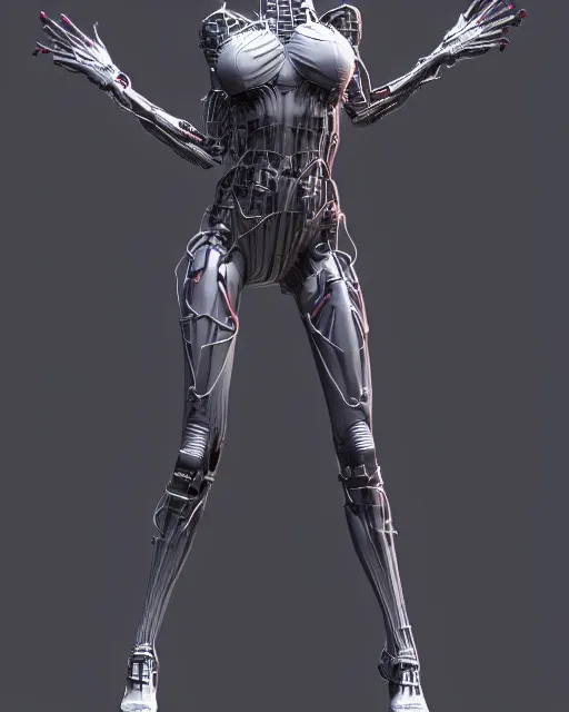 Image similar to spiderlike woman with cybernetic extra arms, trending on artstation