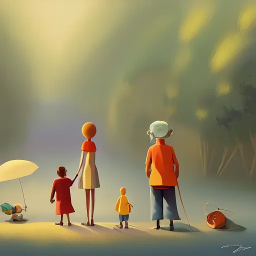 Image similar to goro fujita ilustration cheerful family preparing the excursion of a lifetime, painting by goro fujita, sharp focus, highly detailed, artstation