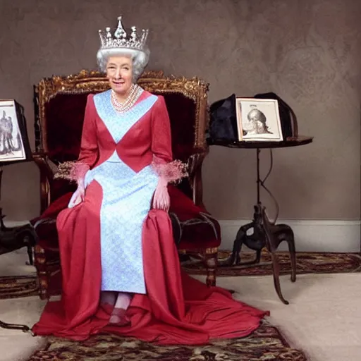 Prompt: Mr. Bean as queen Elizabeth - n 4