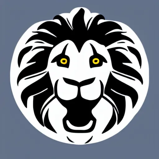 Image similar to minimal vector logo of a laughing lion head