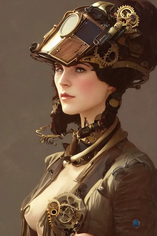 Image similar to a female steampunk pilot, googles, arcane, intricate, elegant, highly detailed, digital painting, artstation, concept art, smooth, sharp focus, illustration, art by artgerm and greg rutkowski and alphonse mucha and william - adolphe bouguereau