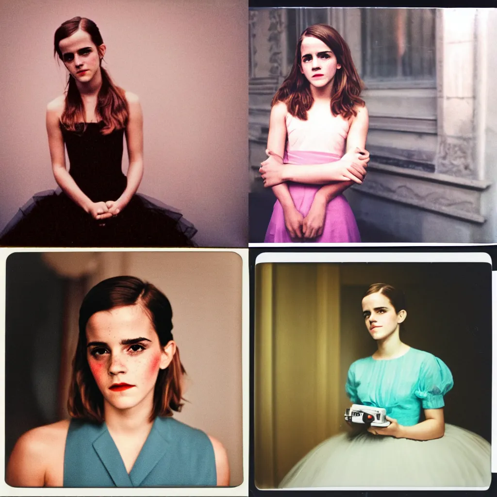 Prompt: color polaroid of Emma Watson by Stanley Kubrick