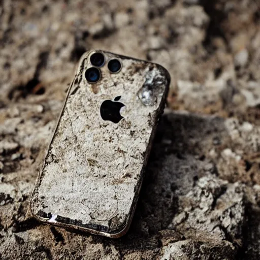 Image similar to fossilized iphone discovered in cliff face