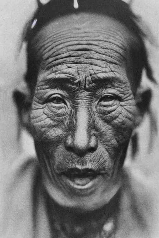 grizzled young chinese man with tribal face tattoos, Stable Diffusion