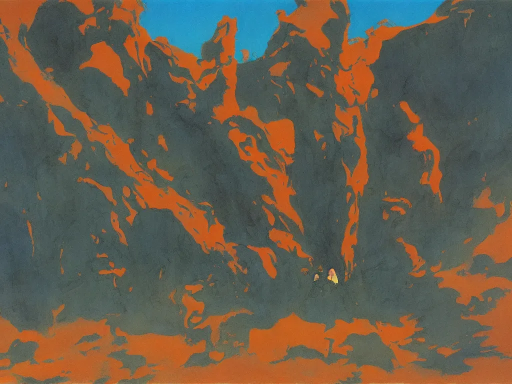 Image similar to Selenar masquerade wild dance. Harsh light, serenity, crater, dust. Painting by Roger Dean.