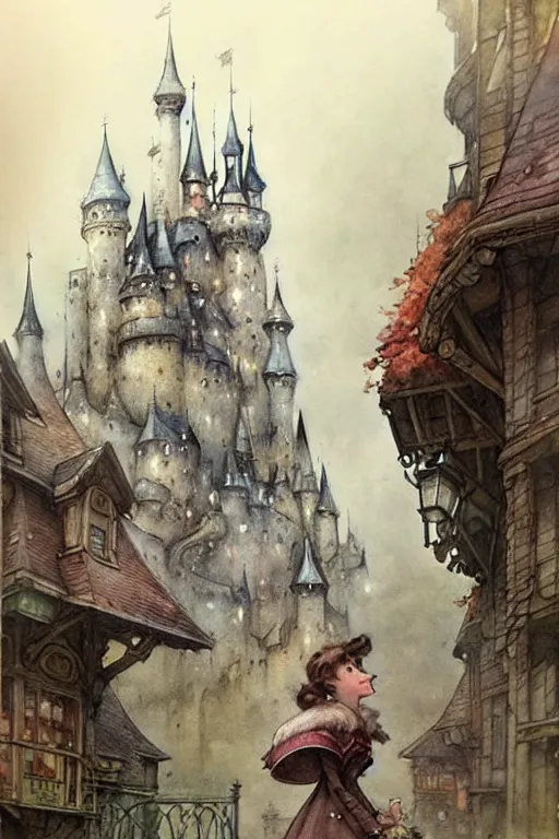 Image similar to (((((1950s fairy tale city . muted colors.))))) by Jean-Baptiste Monge !!!!!!!!!!!!!!!!!!!!!!!!!!!