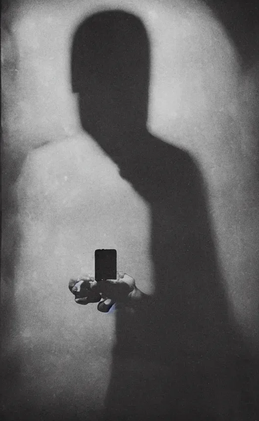 Prompt: kodak portra 4 0 0, wetplate, narrow shot, award - winning black and white portrait by britt marling of calude rains actor as the invisible man monster taking a selfie in a stone lab, creepy, universal horror movie,