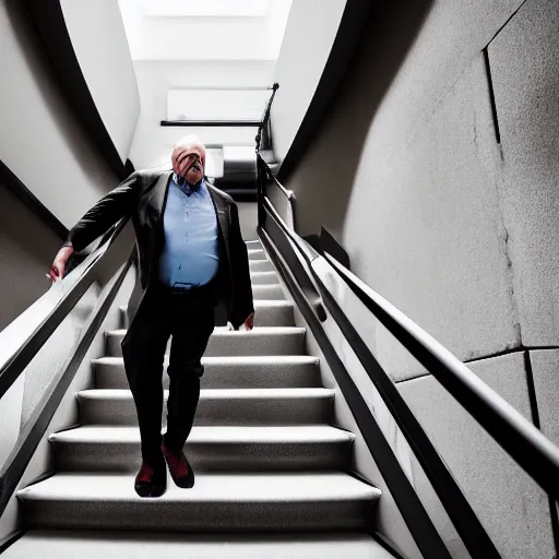 Image similar to dr phil falling down stairs ( sony a 7 r iv, symmetric balance, polarizing filter, photolab, lightroom, 4 k, dolby vision, photography awardm, voque, perfect face )