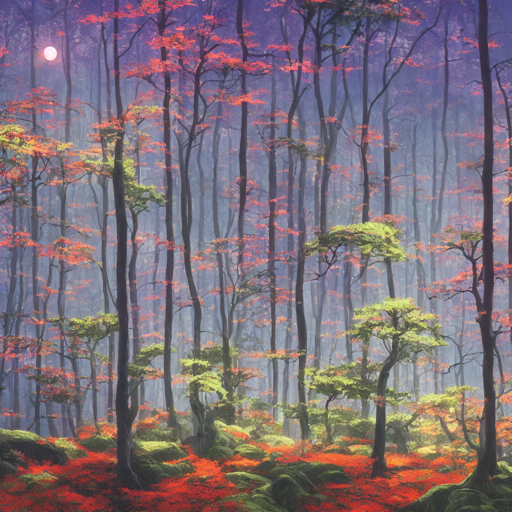 Image similar to sharp focus, breath taking beautiful, Aesthetically pleasing, gouache forest at golden hour, digital concept art background by Hayao Miyazaki and Studio Ghibli, fine art, official media, high definition, illustration, ambient lighting, HDR, HD, UHD, 4K, 8K, cinematic, high quality scan, award winning, trending, featured, masterful, dynamic, energetic, lively, elegant, intricate, complex, highly detailed, Richly textured, Rich vivid Color, masterpiece.