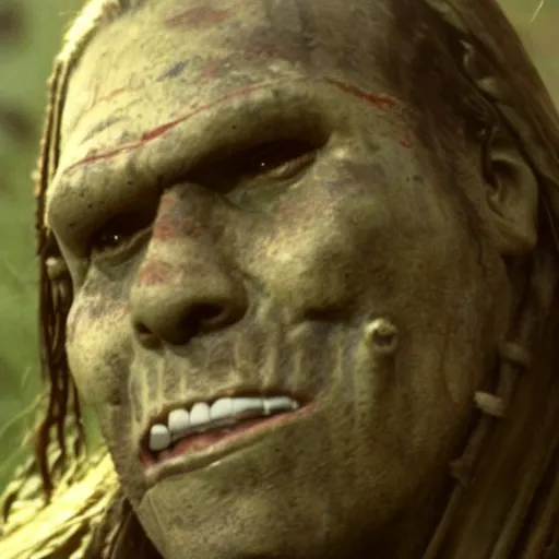 Prompt: head and shoulders portrait 3 5 mm cinema still of an uruk hai