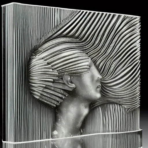 Prompt: ( ( god of ai art ) ) side view, neuromancy, rene lalique, highly detailded,, by william - adolphe bouguerea, ( ( mutually assured digital destruction ) ) by gustav klimpt, cpu gpu wafer, glitch art