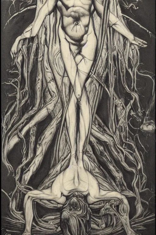 Image similar to the self emerging from its ancestral atavism by austin osman spare