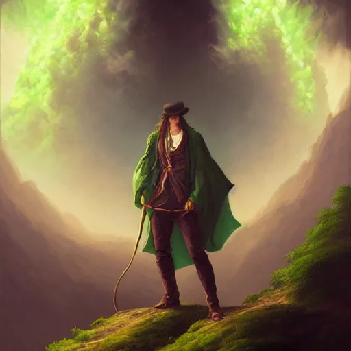 Prompt: A white mafia man with a green aura surrounding his entire body by andreas rocha and john howe, and Martin Johnson Heade, featured on artstation, featured on behance, golden ratio, ultrawide angle, f32, well composed, cohesive.69:1