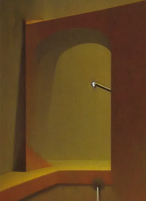 Image similar to water faucet dripping Edward Hopper, Zdzislaw Beksinski highly detailed