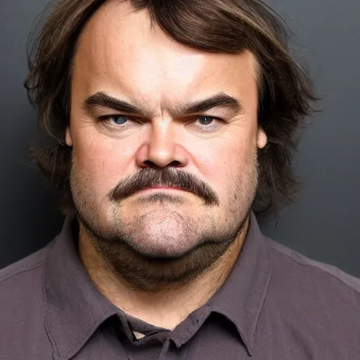 Prompt: frontal portrait photo of jack black, age thirty five