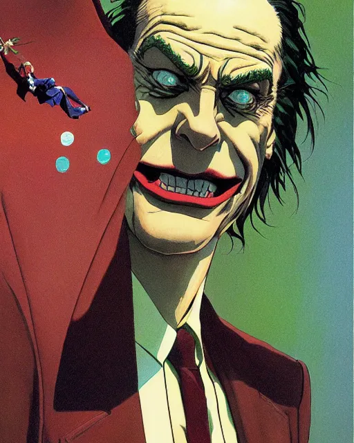 Image similar to portrait of saul goodman as the joker, colorful, art by studio ghibli and peter elson, bernie wrightson