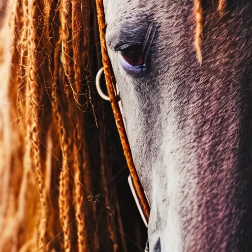 Image similar to close up photograph of very high on weed humanoid horse, stoner eyes, the humanoid horse smoked weed, weed background, smoking a blunt, 8 k resolution