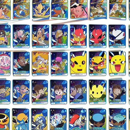 Image similar to pokemon cards with snooki, joe biden, nicki minaj, kim kardashian, osama bin laden, pokemon anime style, hd 8k image high detail, at target