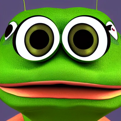 Prompt: 3 d render of pepe the frog, realistic,