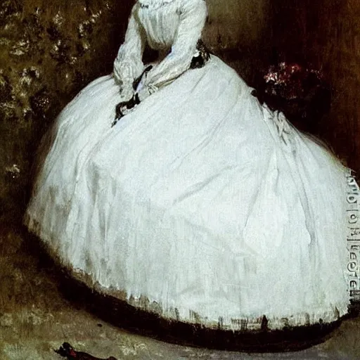 Image similar to victorian girl in ball gown sleeping, painting by alfred stevens