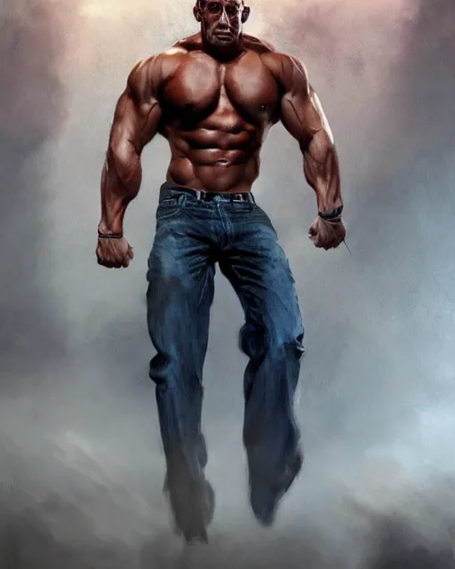 Image similar to an extremely muscular bodybuilder tony hawk, very detailed digital art, dynamic lighting, moody atmosphere, 4 k art by artgerm, greg rutkowski, craig mullins