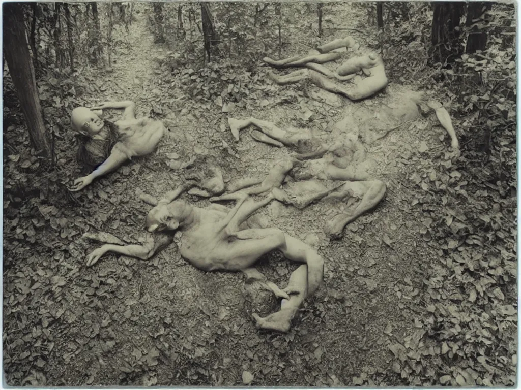 Image similar to medium shot, a human body made by blue vines, creepy, extreme detail, polaroid photo, vintage, neutral colors, by gregory crewdson