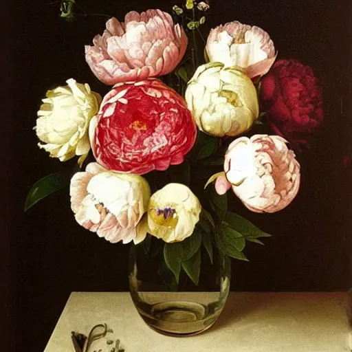 Image similar to atmospheric beautiful men's lips kiss a bouquet of white delicate peony in the sunny room of his beloved wife, wrote renaissance michelangelo