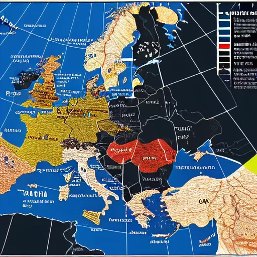 Prompt: A very detailed geopolitical map of Europe in 2060.