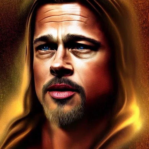 Prompt: brad pitt as jesus, digital art, high resolution, 8 k, trending on artstation