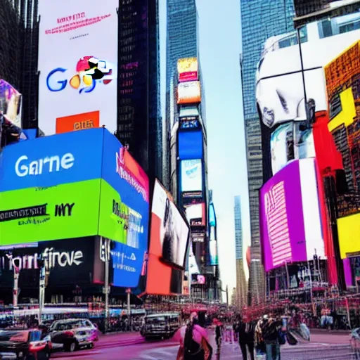 Prompt: google, neon ad in times square