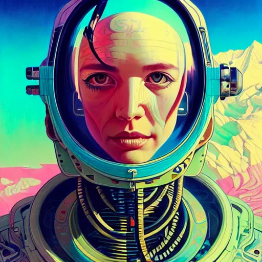 Prompt: high quality high detail portrait of a diesel punk in an alien world, tristan eaton, victo ngai, artgerm, rhads, ross draws, hyperrealism, intricate detailed, alphonse mucha, 8 k, sci - fi, pastel colors, artstation,