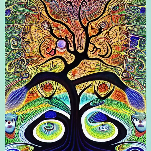 Image similar to tree of life painting by aaron brooks, chris dyer, android jones, and alex grey